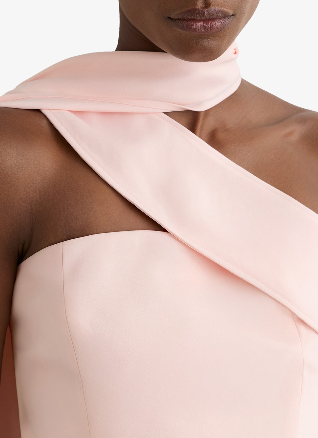 Reiss Emilia one shoulder top met sjaalkraag - detail 4 lichtroze