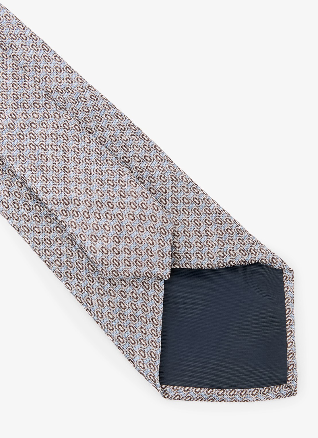 Reiss Emilio stropdas van zijde met grafische print  - detail 4 lichtblauw