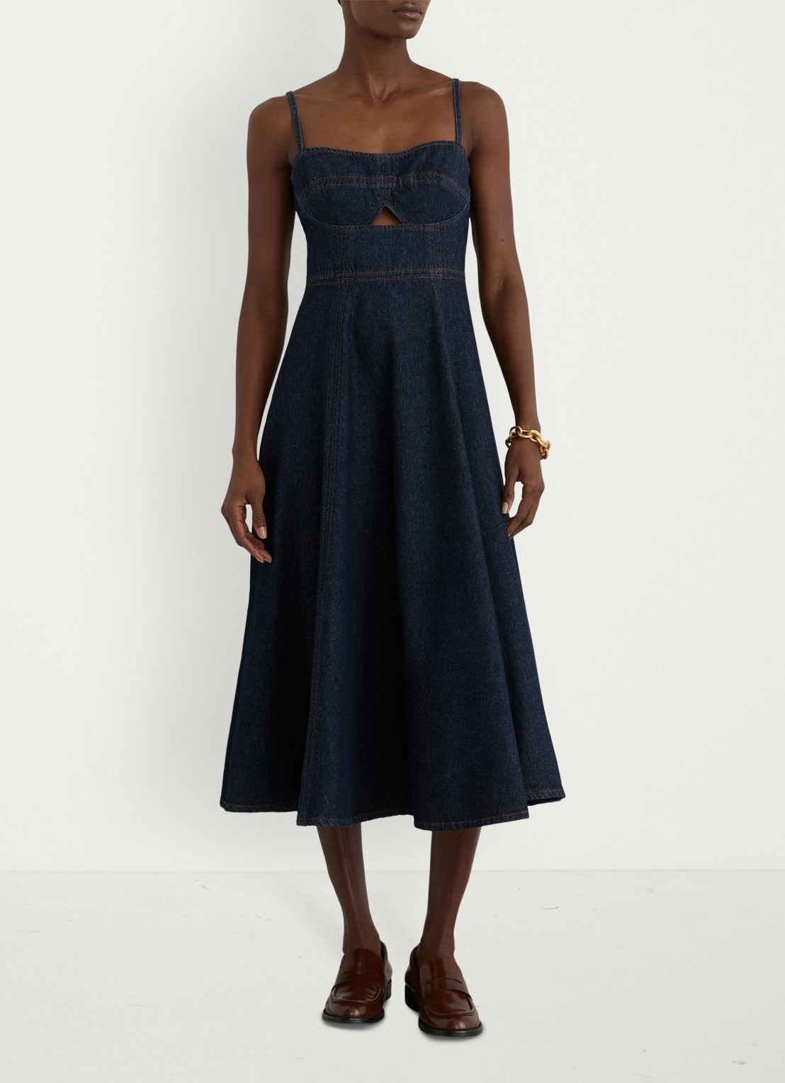 Reiss Emma midi jurk  - voorkant 3 indigo