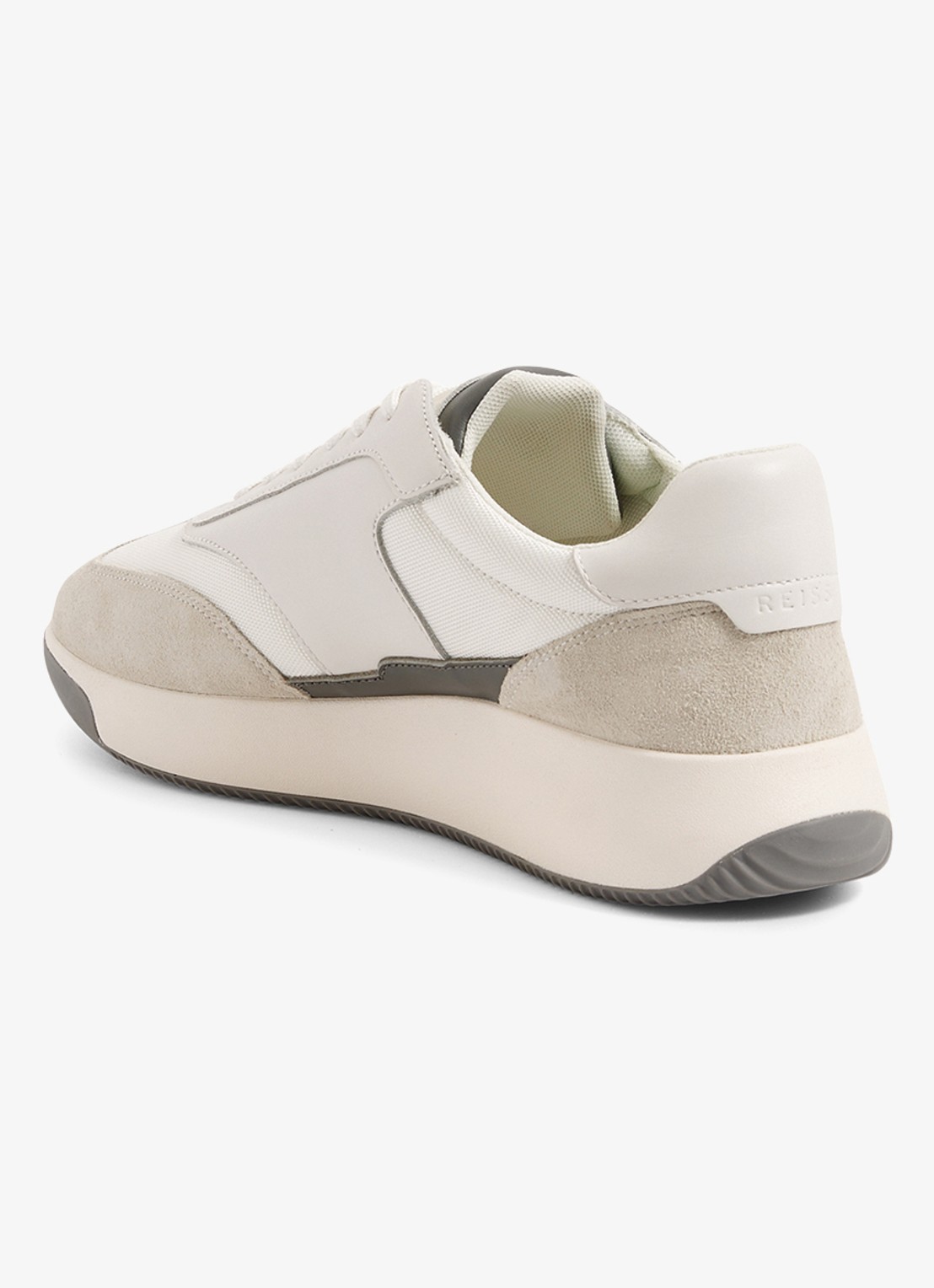 Reiss Emmett sneaker van mesh met suède en leren details - detail 3 gebroken wit