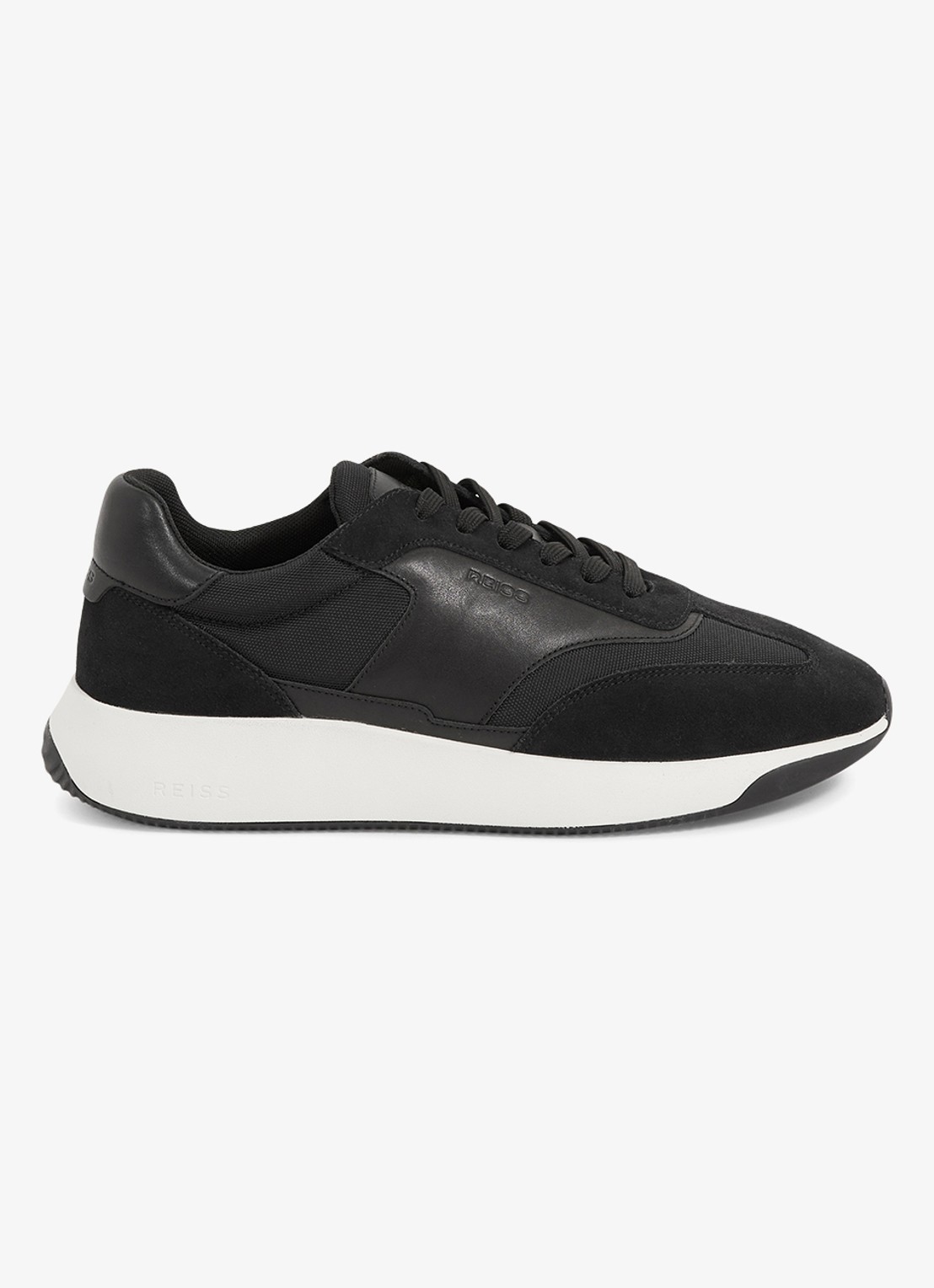 Reiss Emmett sneaker van mesh met suède en leren details - achterkant zwart