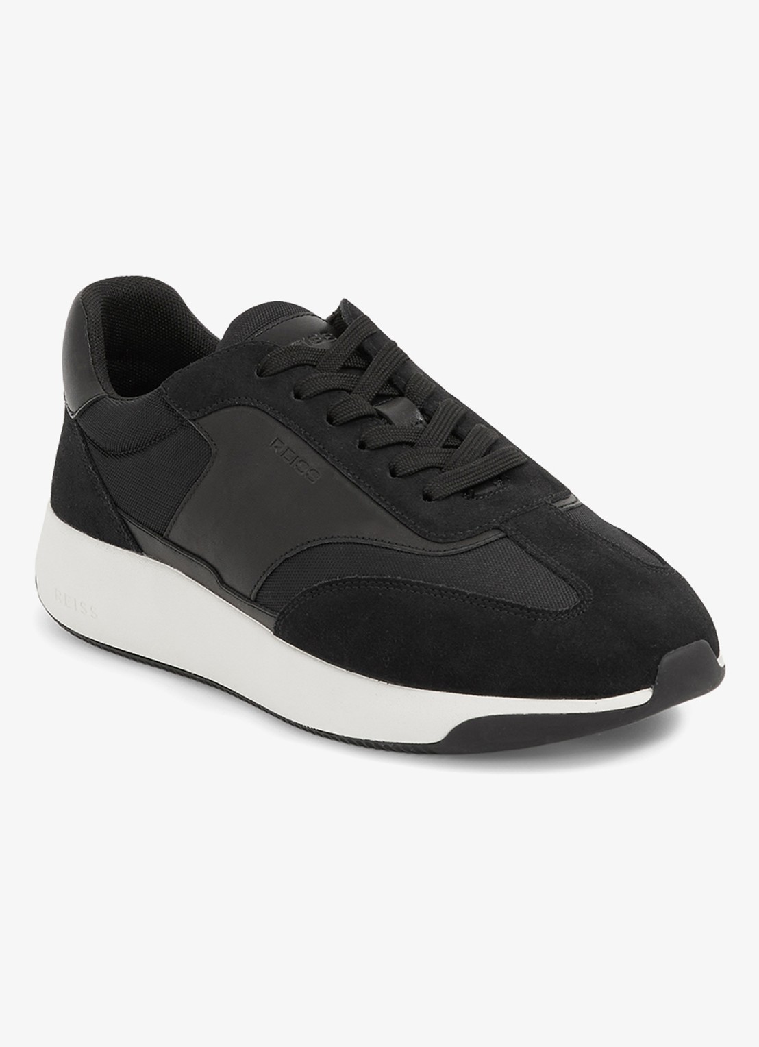 Reiss Emmett sneaker van mesh met suède en leren details - detail 3 zwart