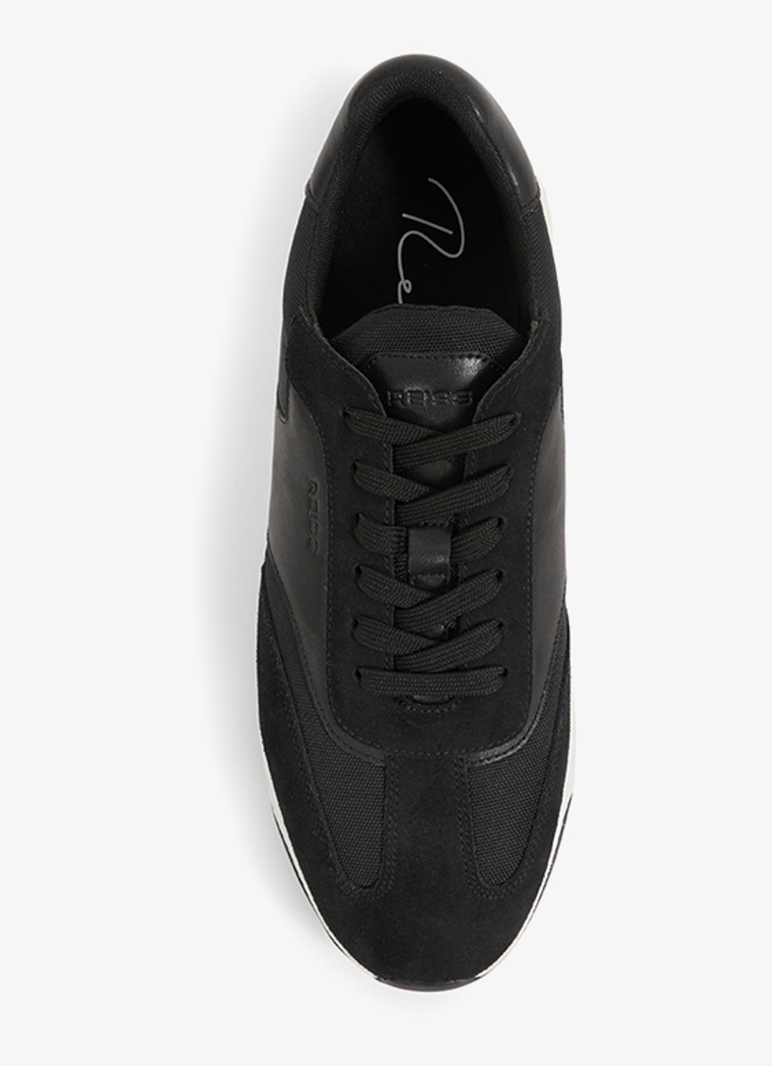 Reiss Emmett sneaker van mesh met suède en leren details - voorkant 2 zwart