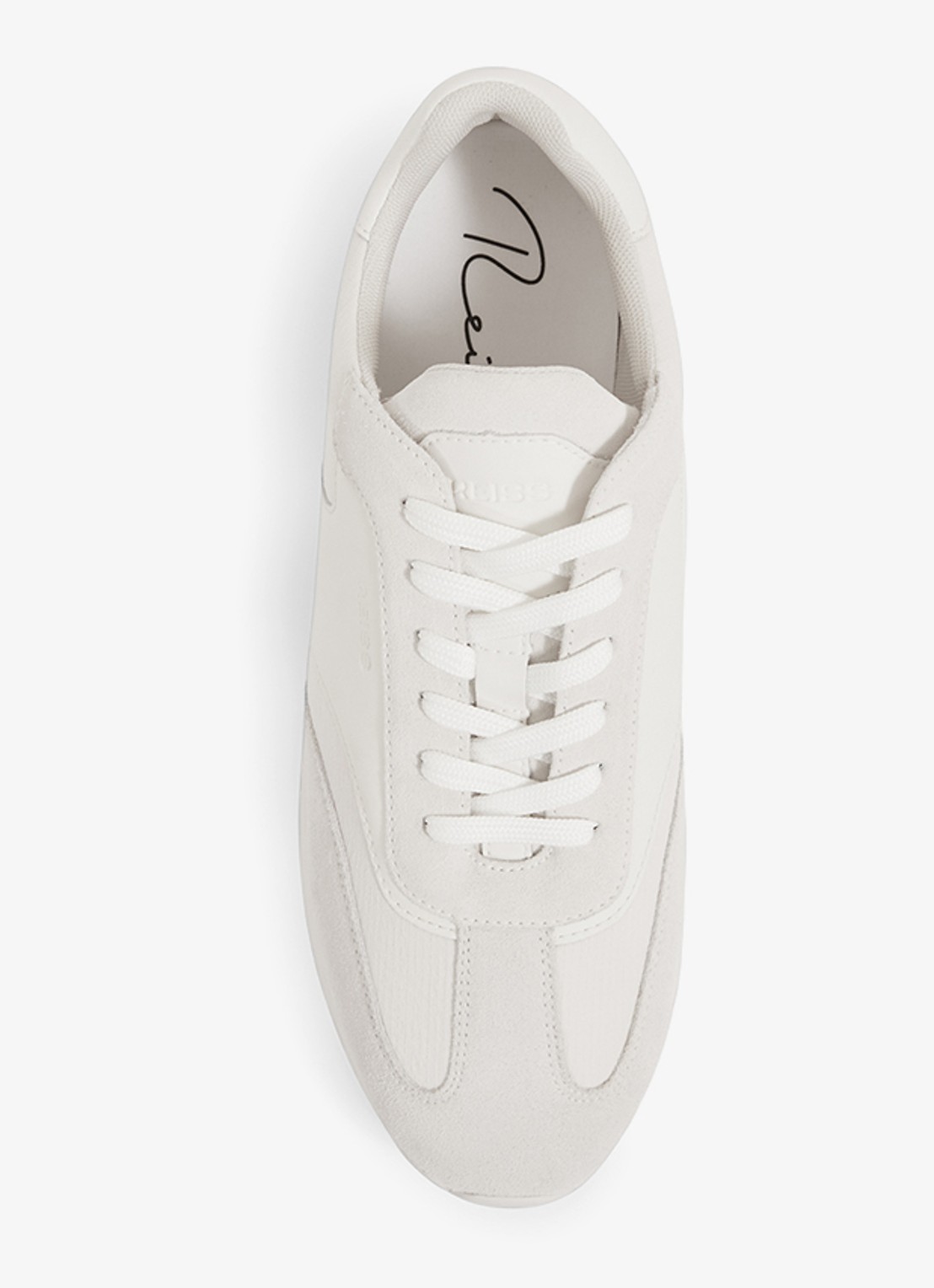 Reiss Emmett sneaker van mesh met suède en leren details - detail 4 wit