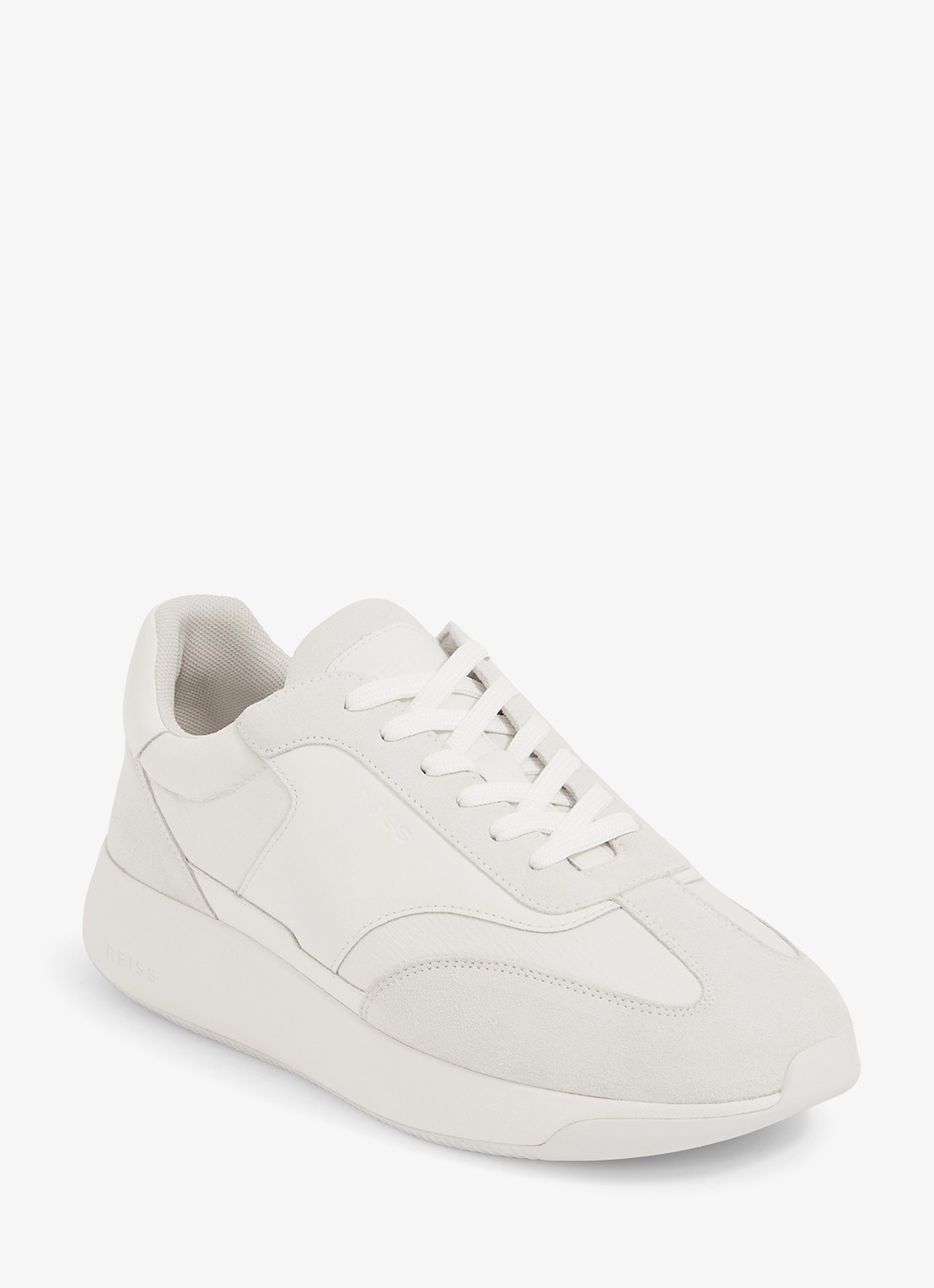 Reiss Emmett sneaker van mesh met suède en leren details - voorkant 2 wit