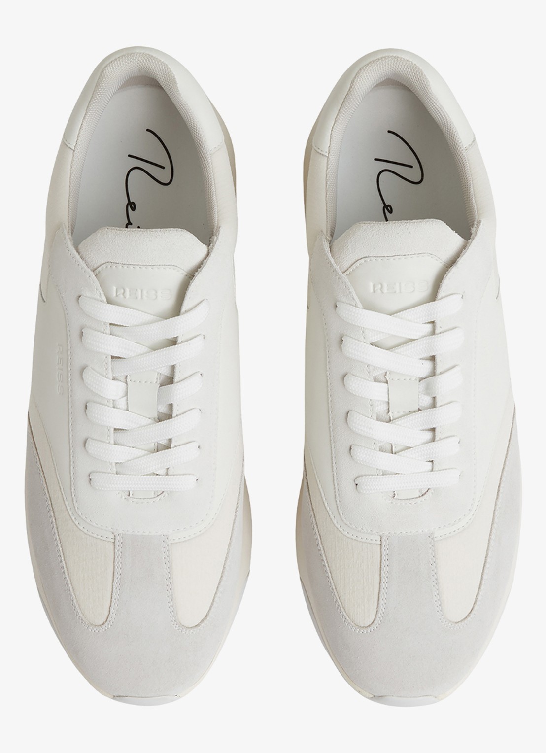 Reiss Emmett sneakers met suède detail - detail 4 white / wit