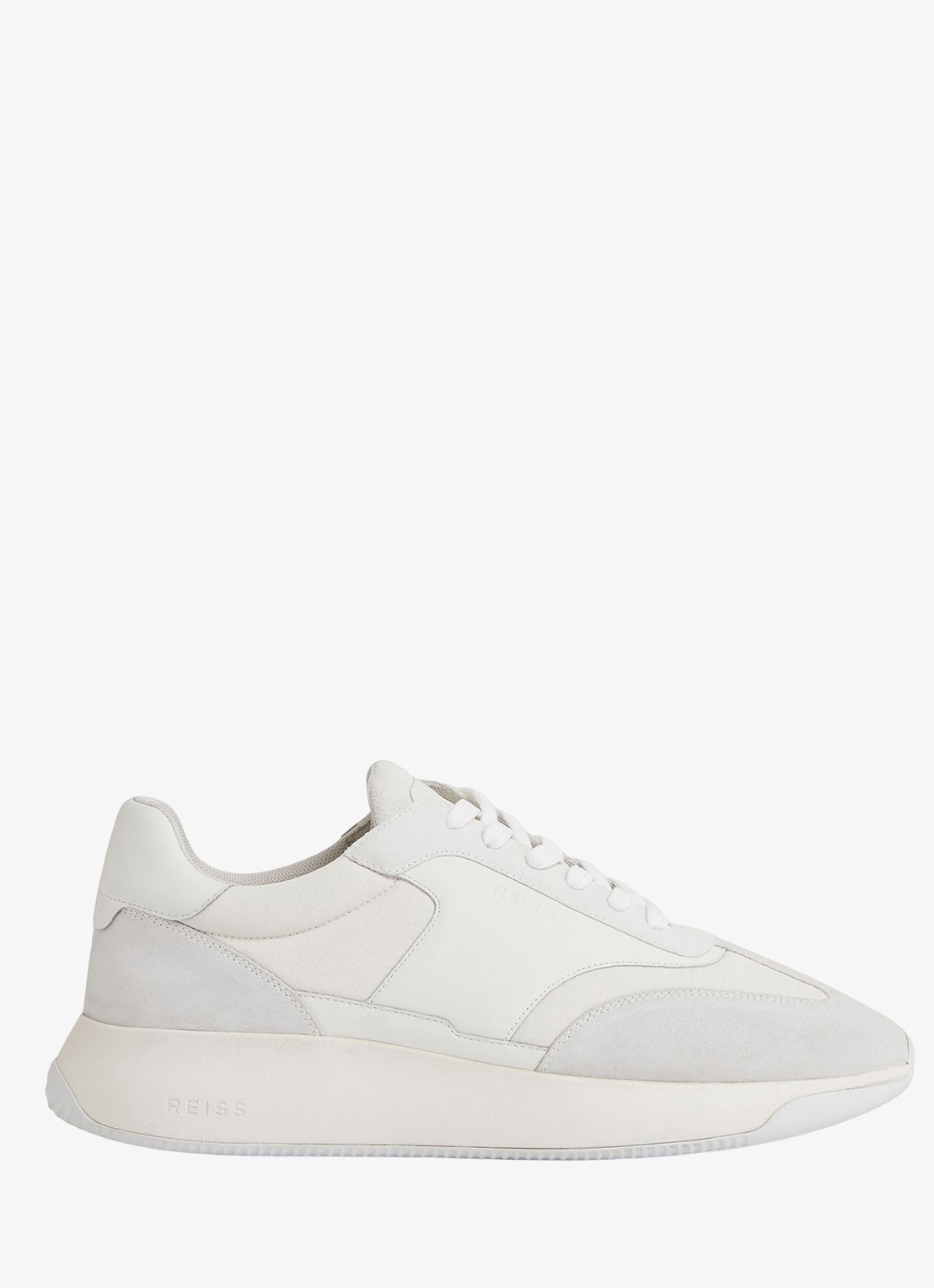 Reiss Emmett sneakers met suède detail - voorkant 2 white / wit