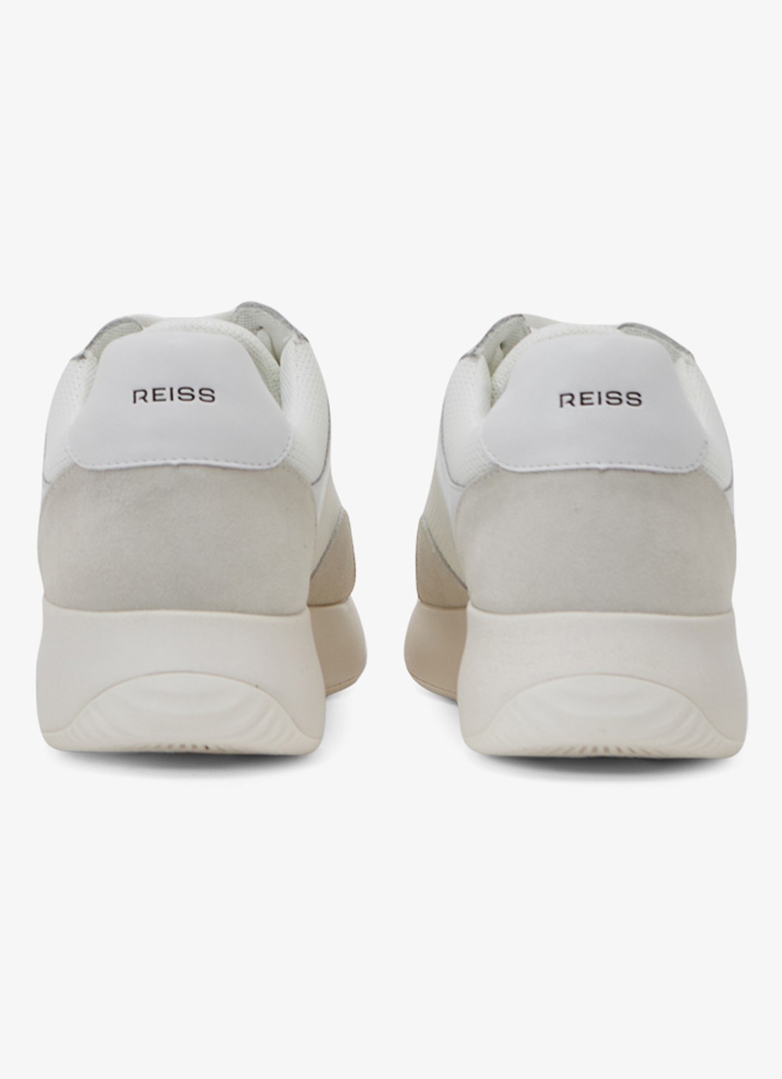 Reiss Emmett V2 sneaker met details van suède  - achterkant 5 wit