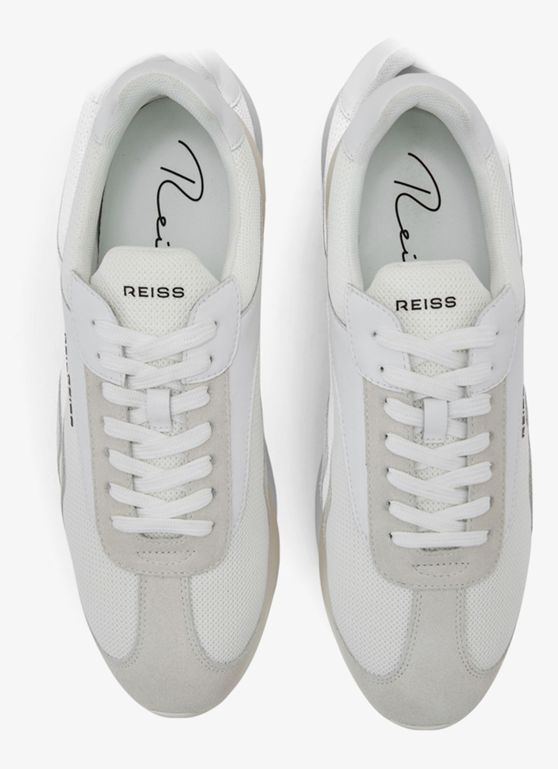 Reiss Emmett V2 sneaker met details van suède  - detail wit