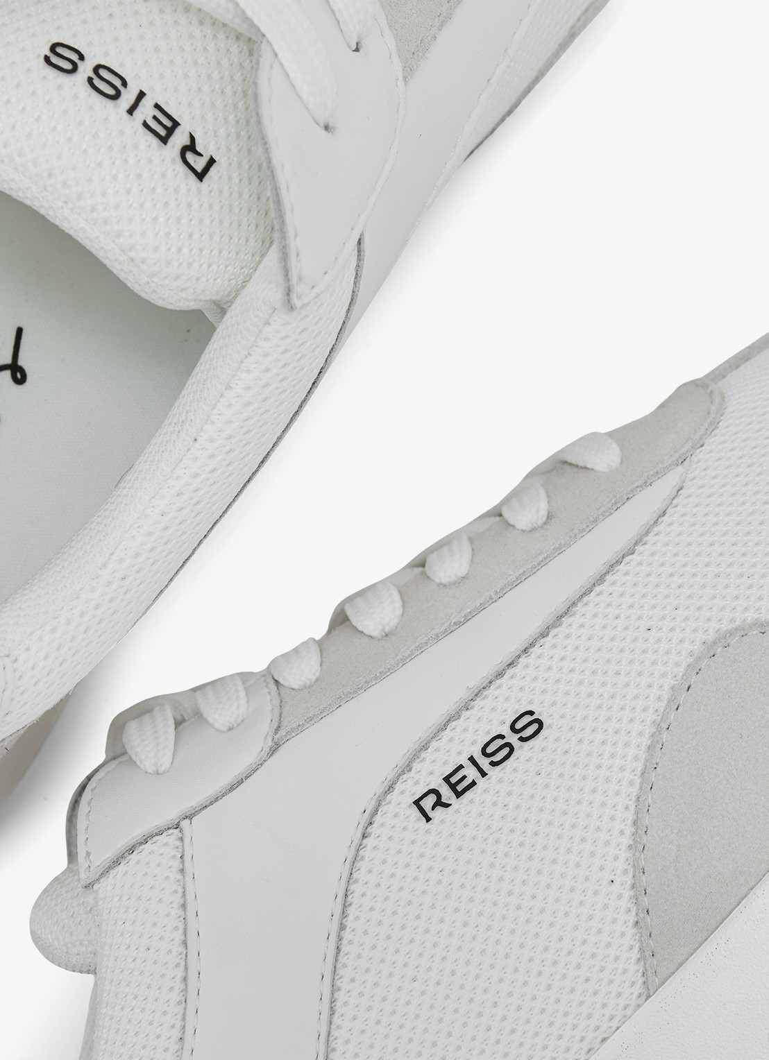 Reiss Emmett V2 sneaker met details van suède  - detail 2 wit