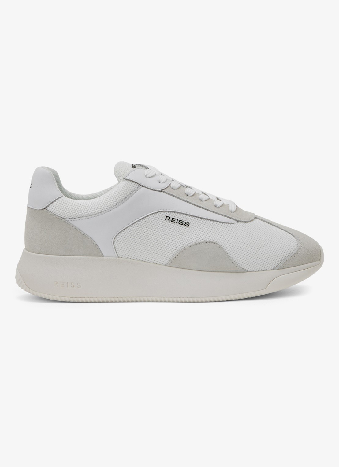 Reiss Emmett V2 sneaker met details van suède  - voorkant 3 wit