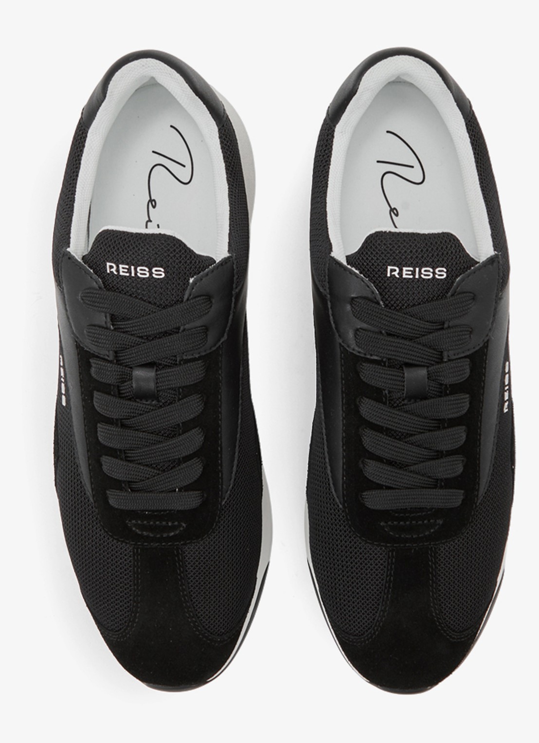 Reiss Emmett V2 sneaker met details van suède  - detail 4 zwart
