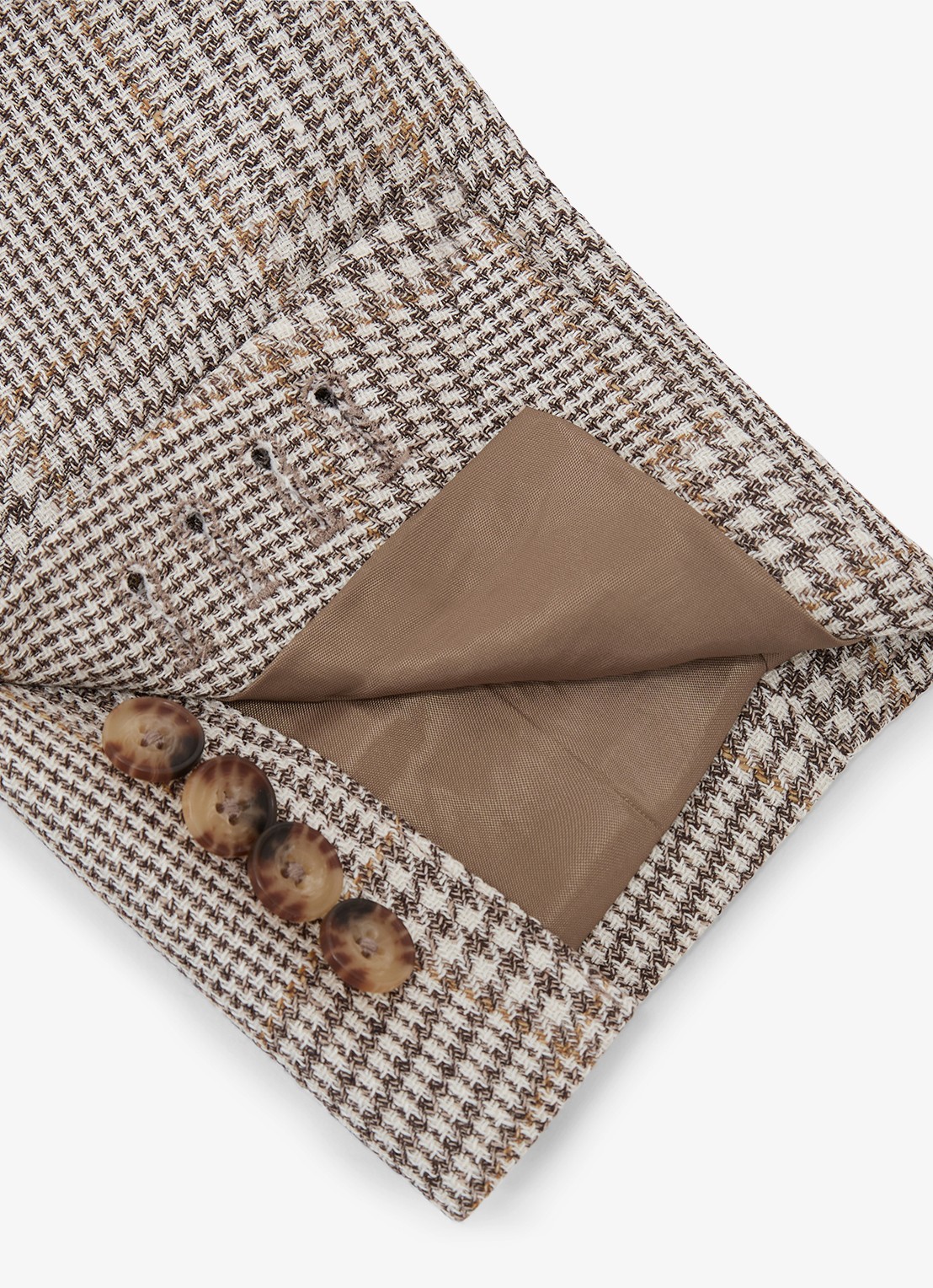 Reiss Epsom regular fit colbert in linnenblend met ruitdessin - detail 4 bruin