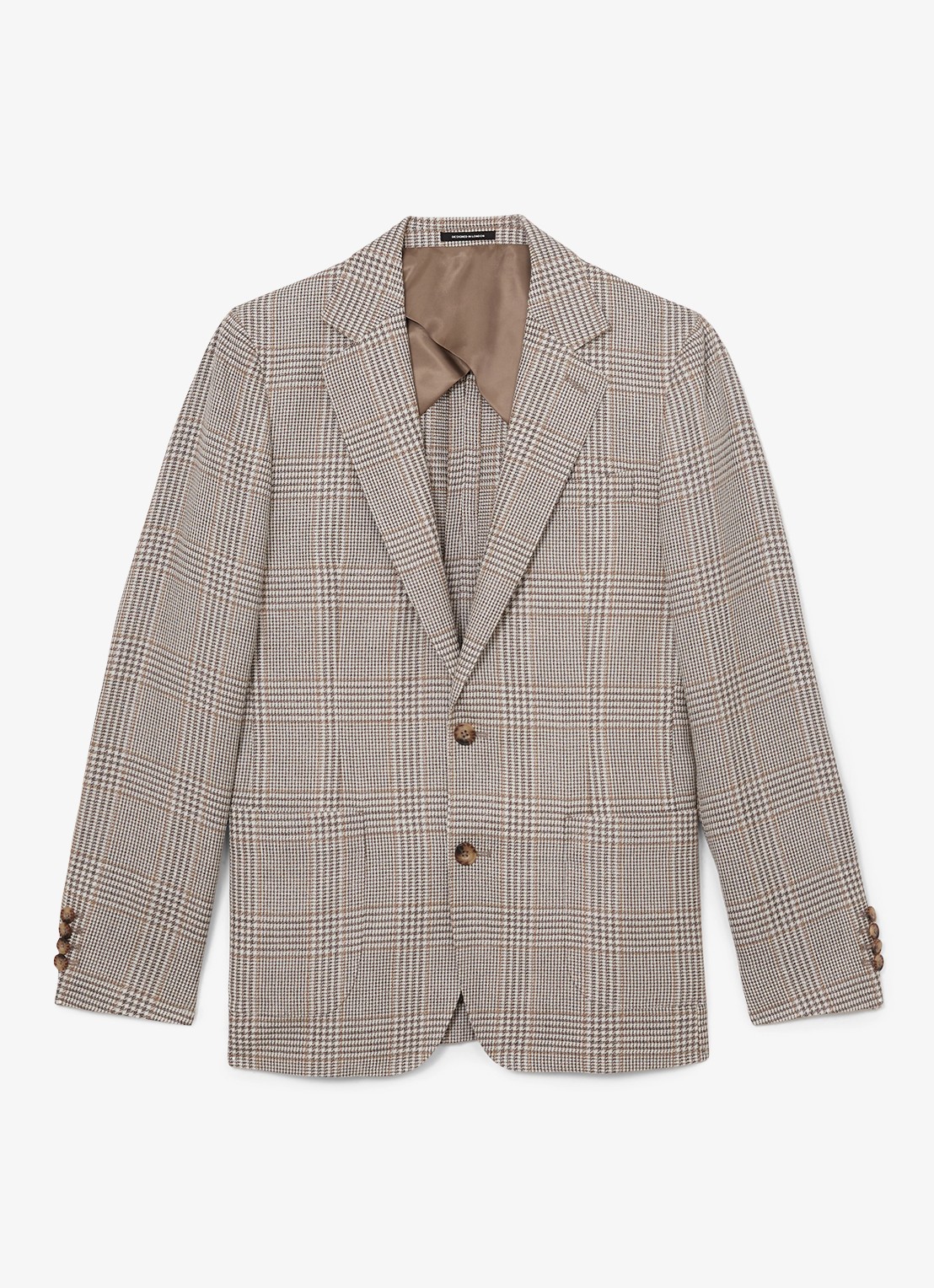 Reiss Epsom regular fit colbert in linnenblend met ruitdessin - voorkant 7 bruin