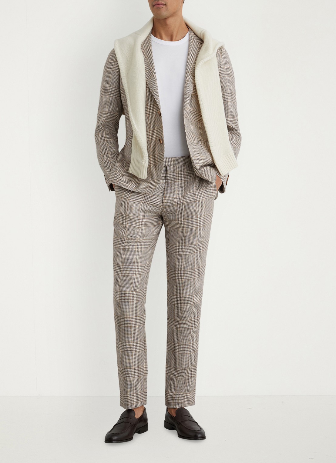 Reiss Epson regular fit pantalon in wolblend - voorkant 2 bruin