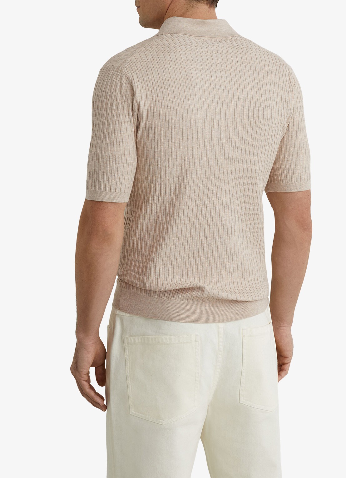 Reiss Era polo met structuur - achterkant bruin