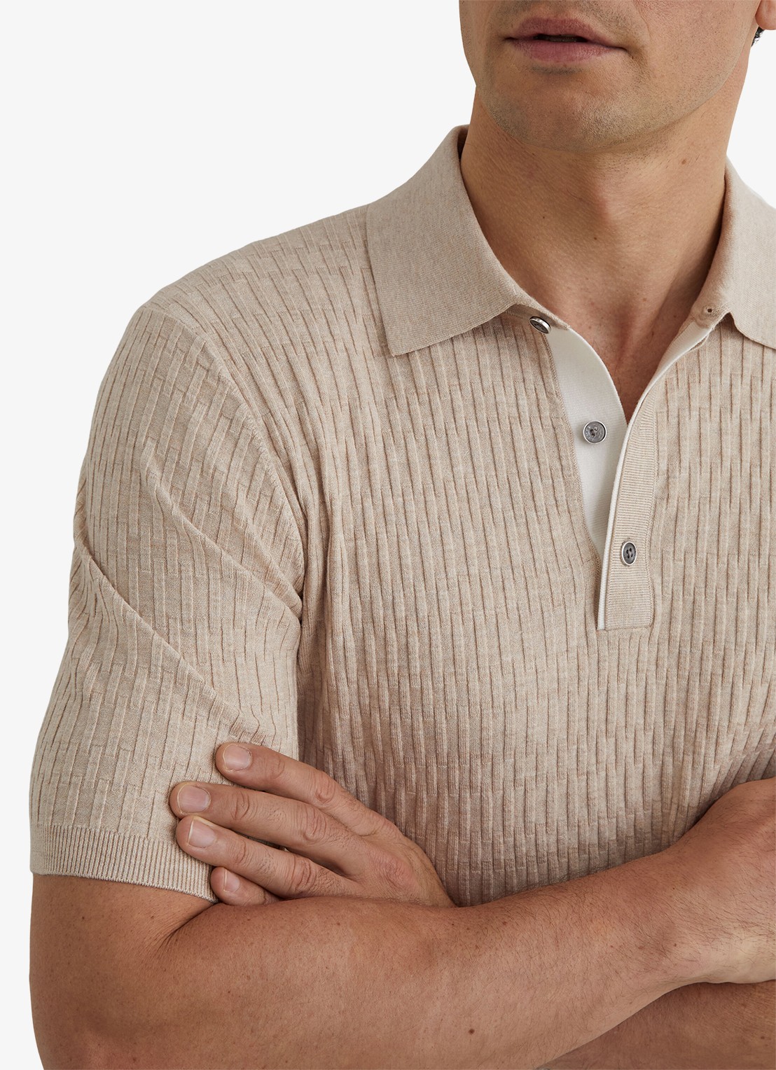 Reiss Era polo met structuur - detail 5 bruin