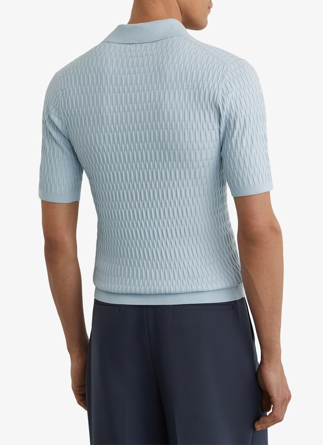 Reiss Era polo met structuur - detail 5 lichtblauw