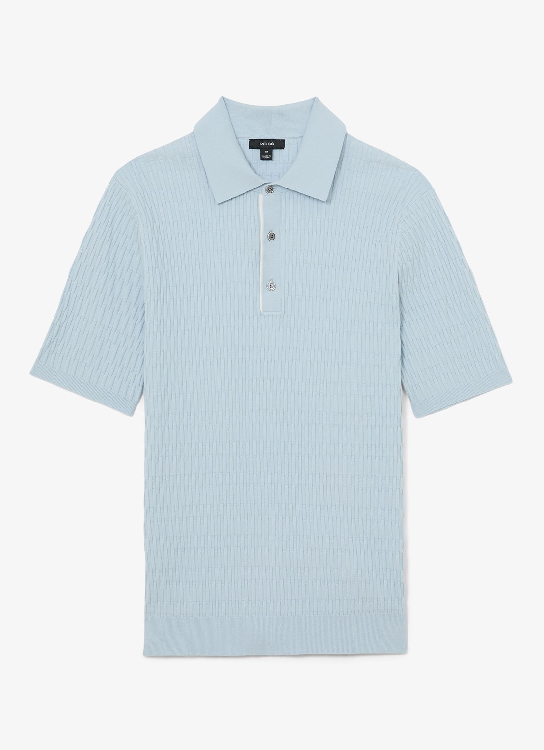 Reiss Era polo met structuur - voorkant lichtblauw