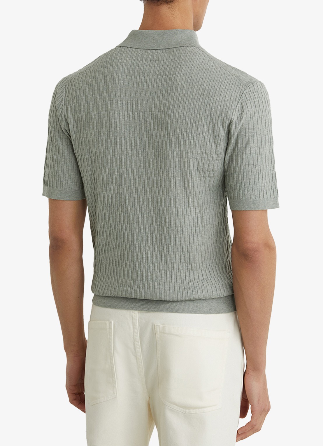 Reiss Era polo met structuur - achterkant 3 grijs