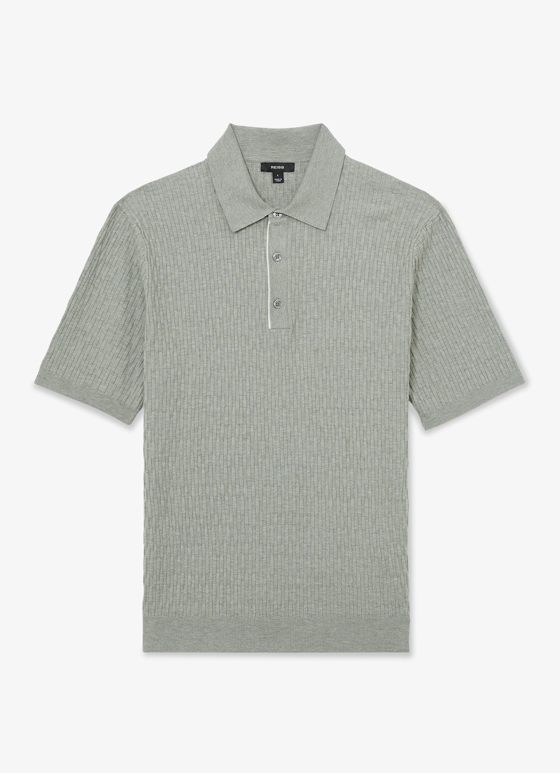 Reiss Era polo met structuur - voorkant grijs