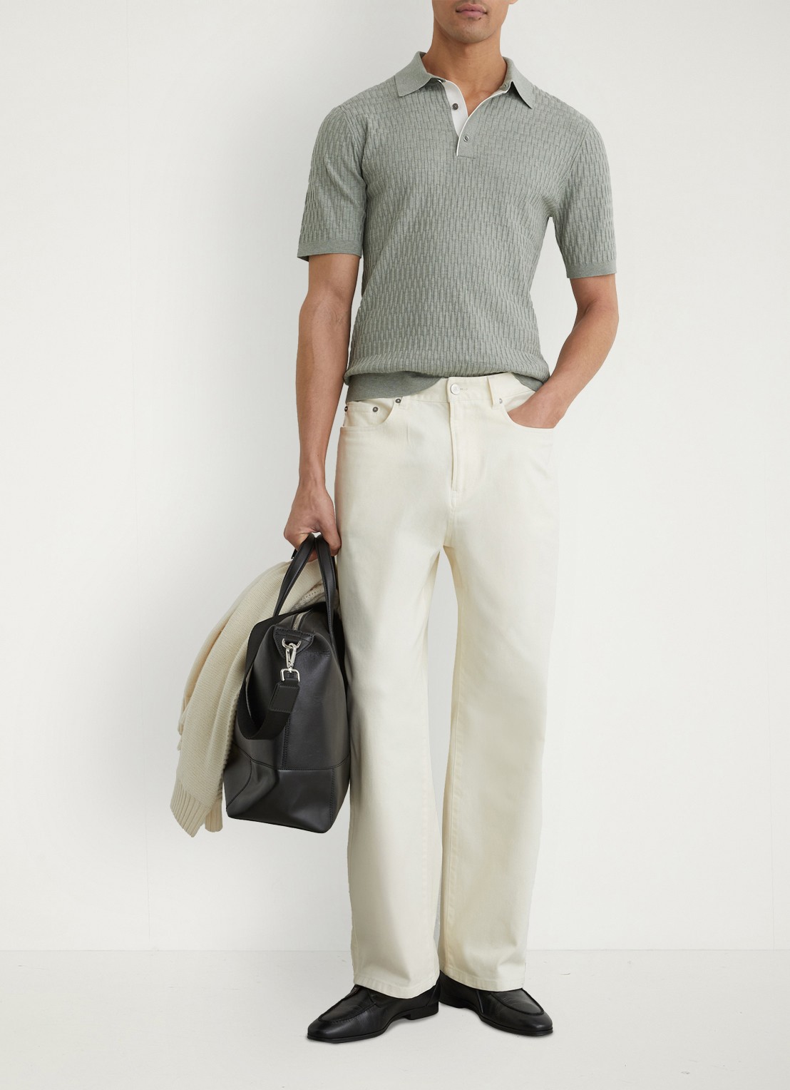Reiss Era polo met structuur - voorkant 2 grijs