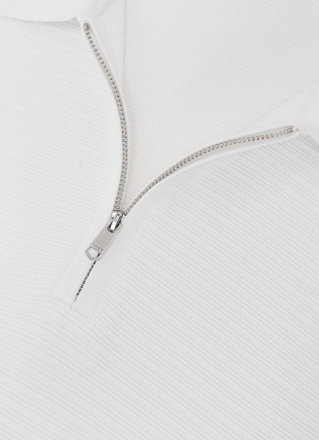 Reiss ESTATE Textured-Knit Half-Zip Polo Shirt - detail 6 wit