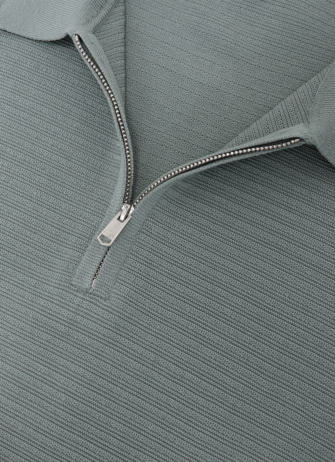 Reiss ESTATE Textured-Knit Half-Zip Polo Shirt - detail 5 groen