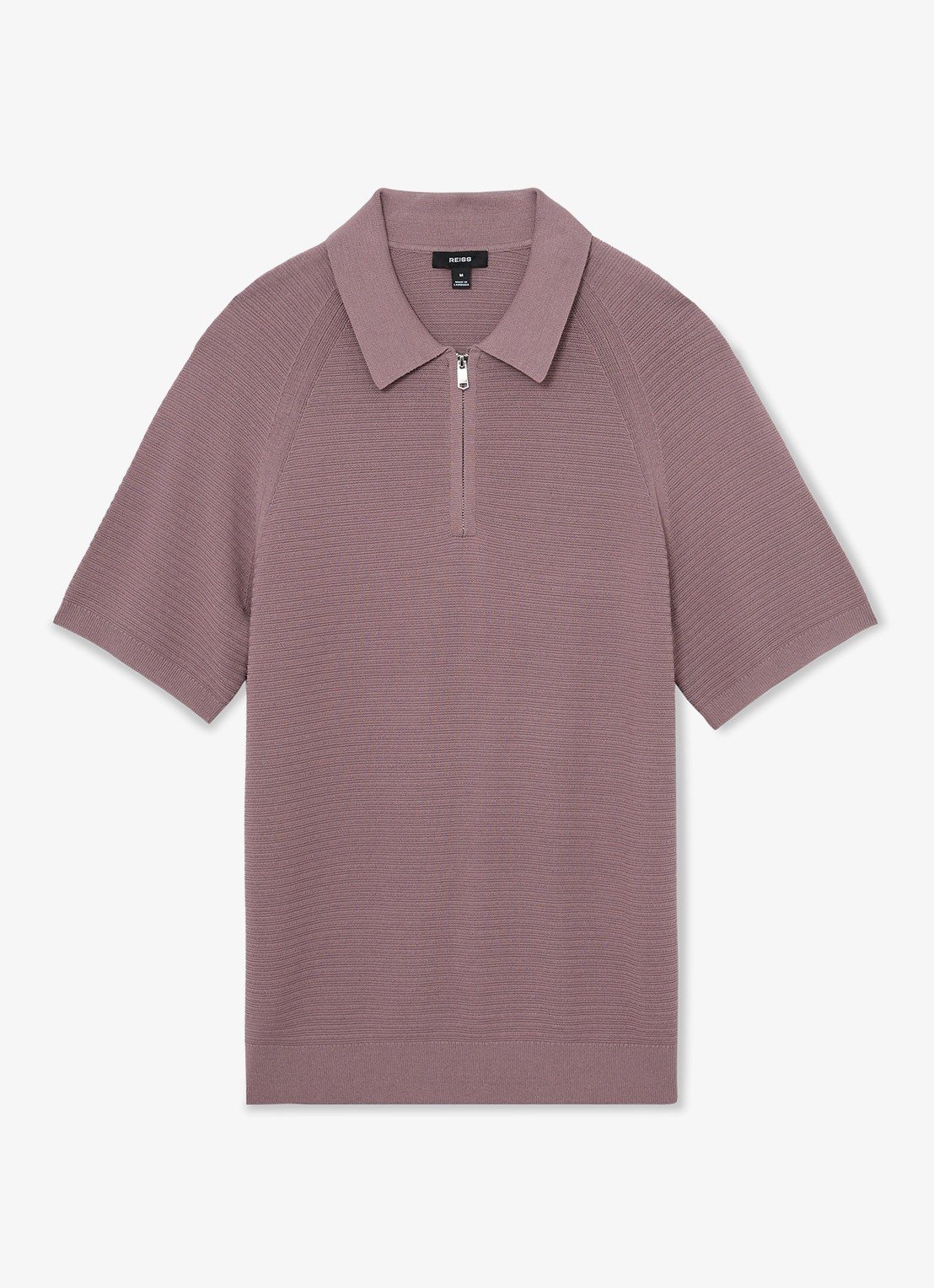Reiss ESTATE Textured-Knit Half-Zip Polo Shirt - voorkant 2 paars
