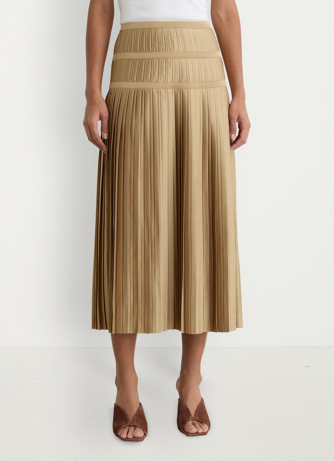 Reiss Eva midi rok met plooien - detail 4 goud