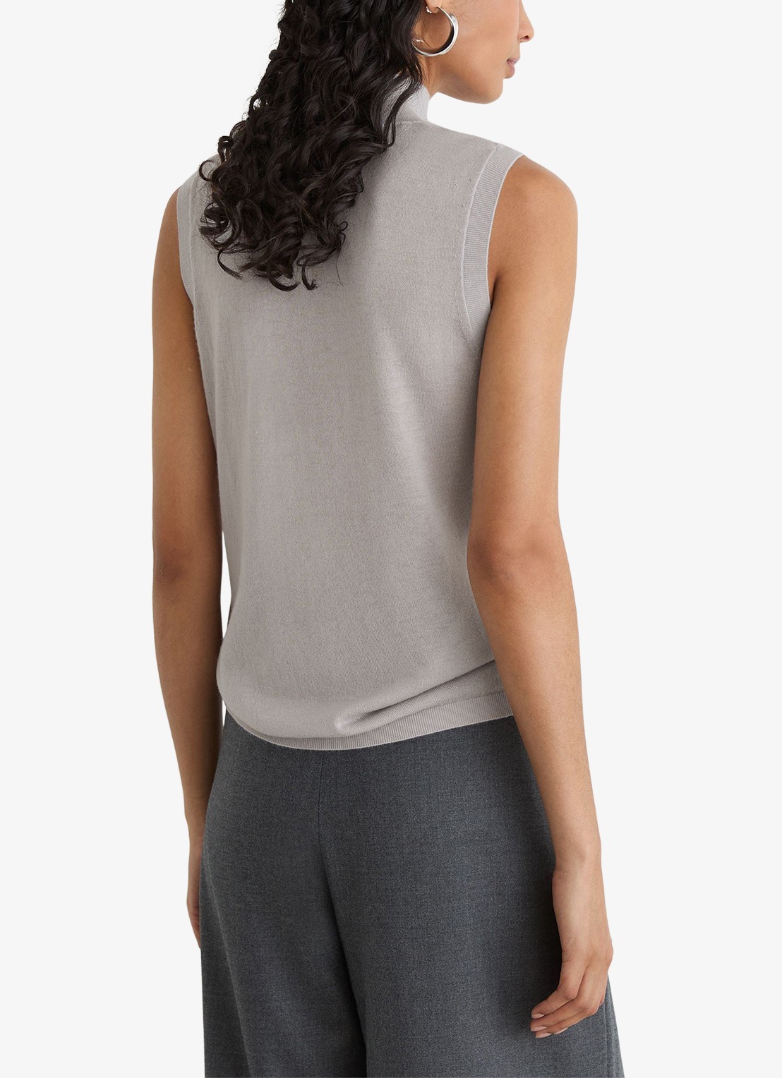 Reiss Evelyn mouwloze top in merino wolblend - achterkant 5 lichtgrijs