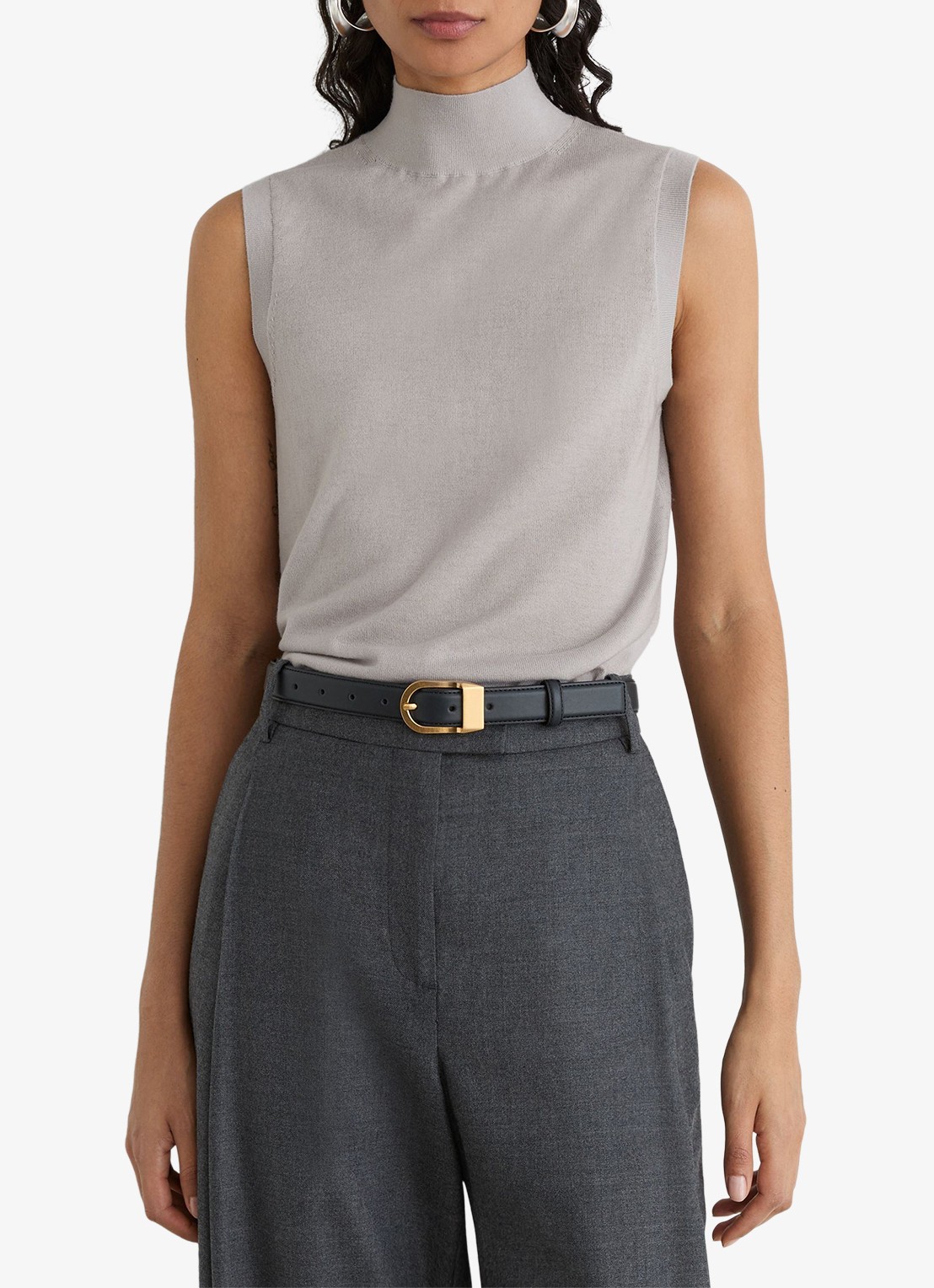 Reiss Evelyn mouwloze top in merino wolblend - detail lichtgrijs