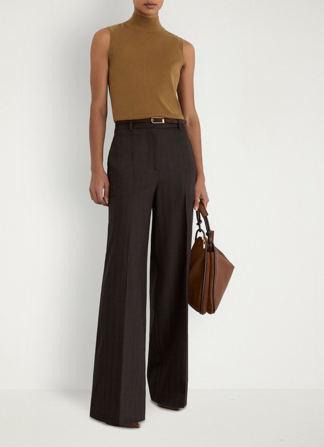 Reiss Evelyn mouwloze top in merino wolblend - voorkant 2 olijfgroen
