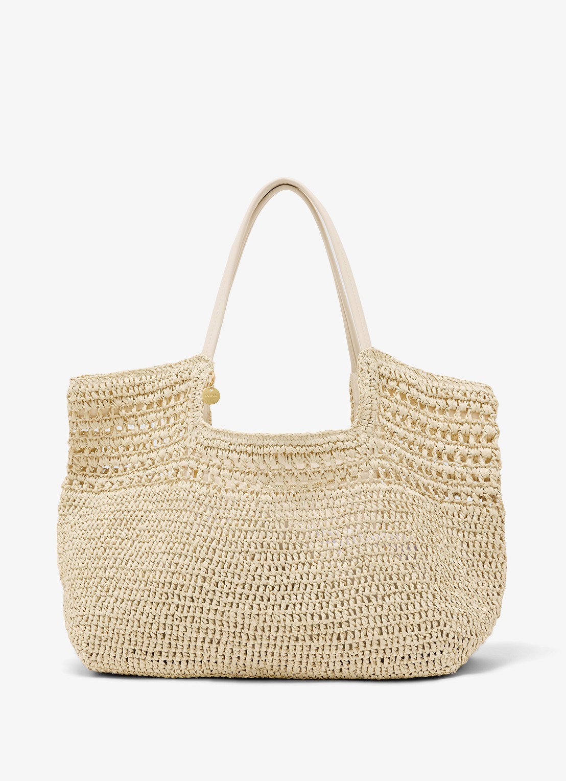 Reiss Evelyn strandtas met gevlochten detail  - voorkant beige