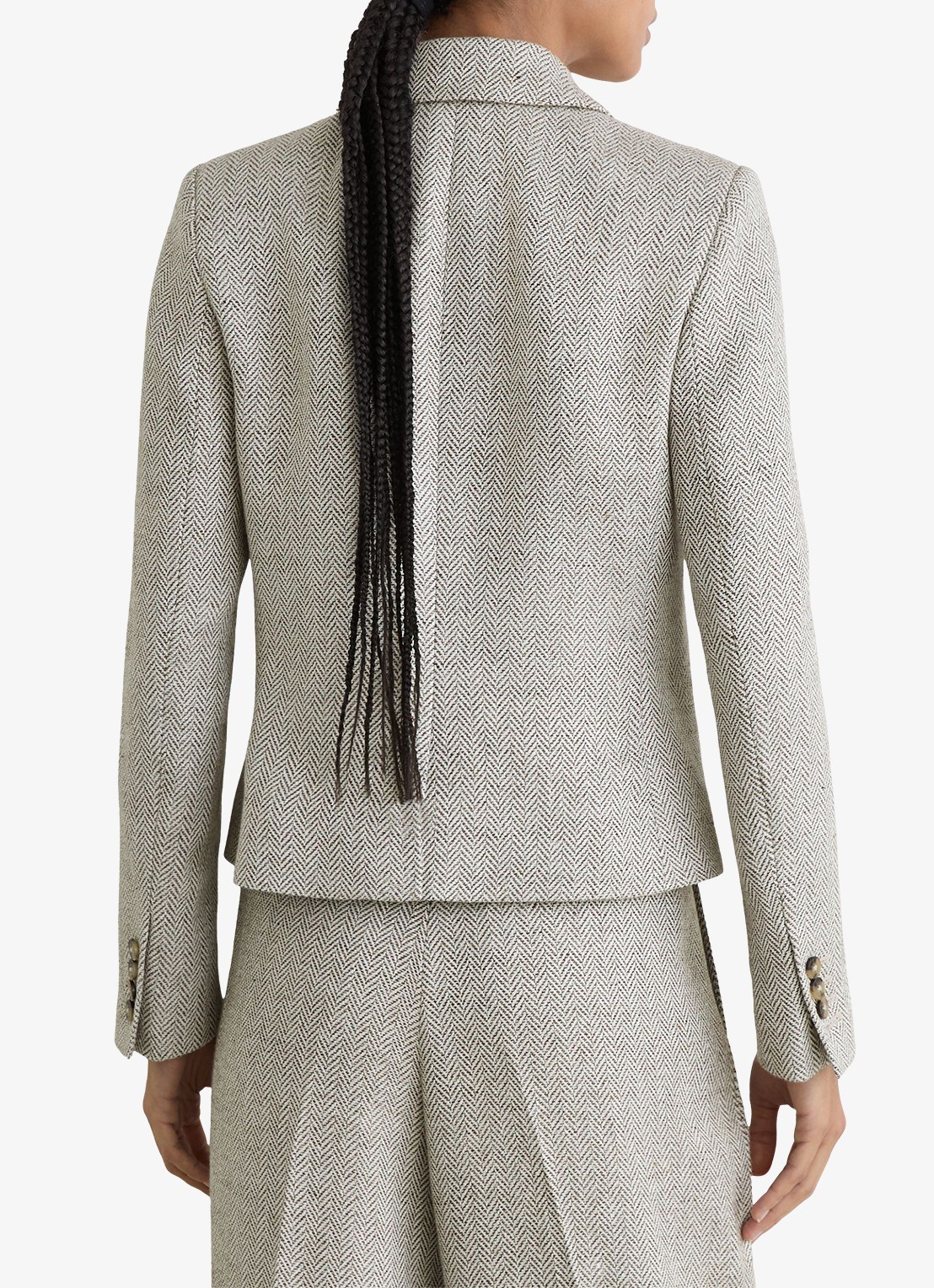 Reiss Ezra blazer met visgraat dessin - achterkant 7 lichtgrijs