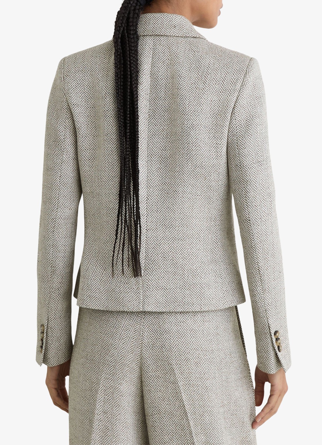 Reiss Ezra blazer met visgraat dessin - achterkant 3 lichtgrijs