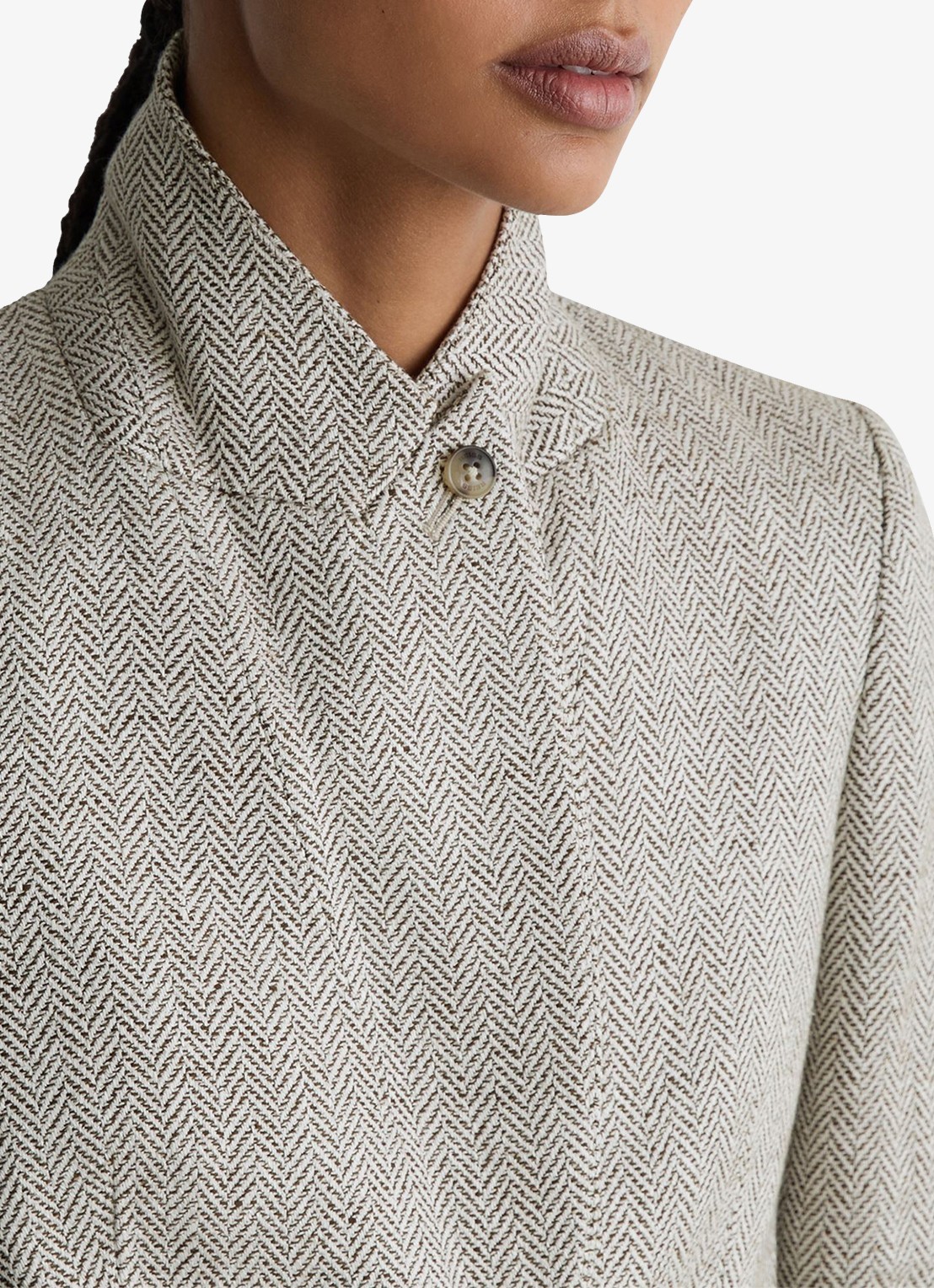 Reiss Ezra blazer met visgraat dessin - detail 4 lichtgrijs