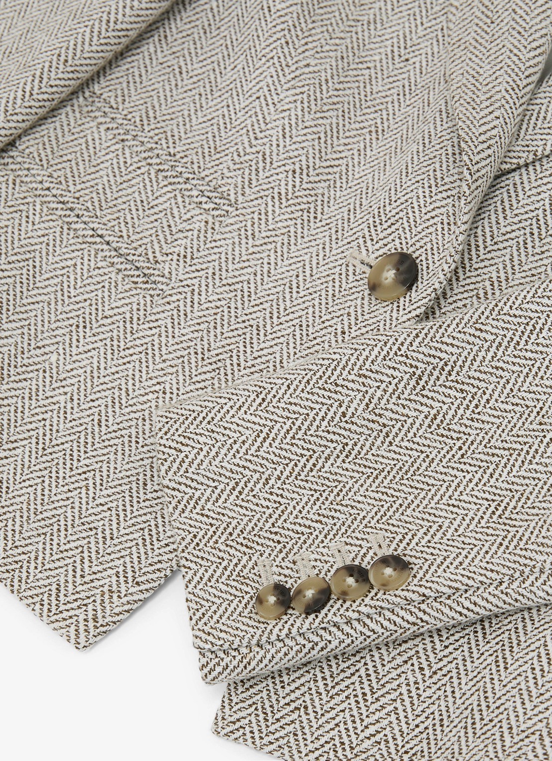Reiss Ezra blazer met visgraat dessin - detail 6 lichtgrijs