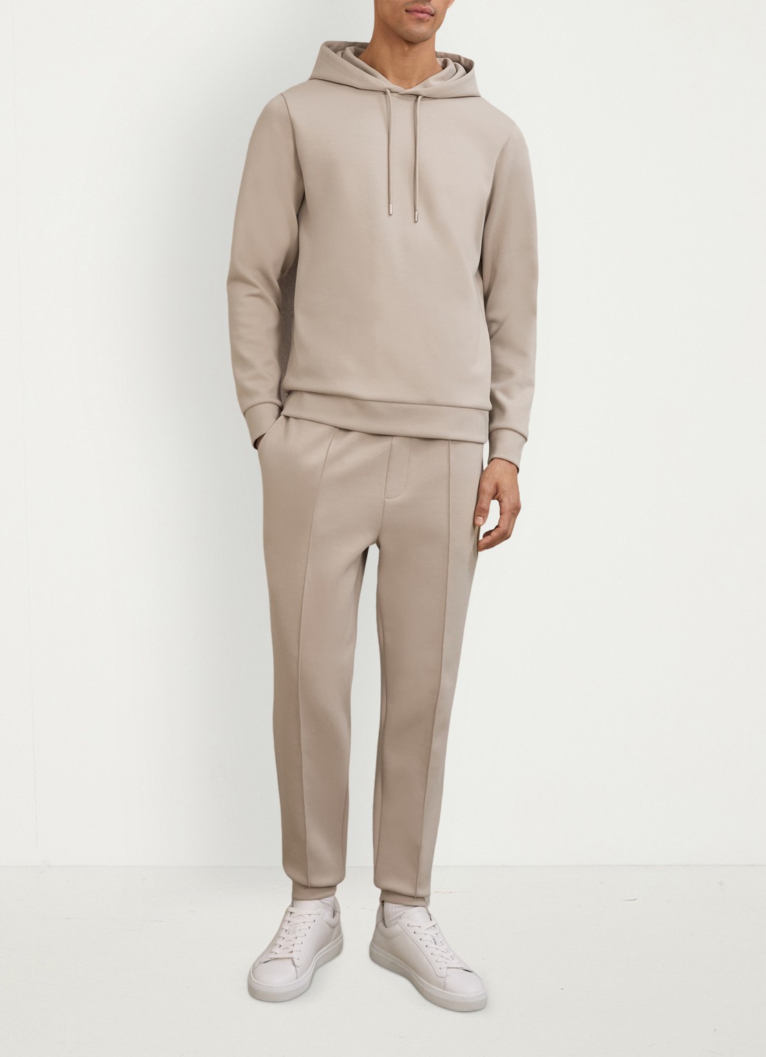 Reiss Fabien hoodie met capuchon - voorkant 6 beige