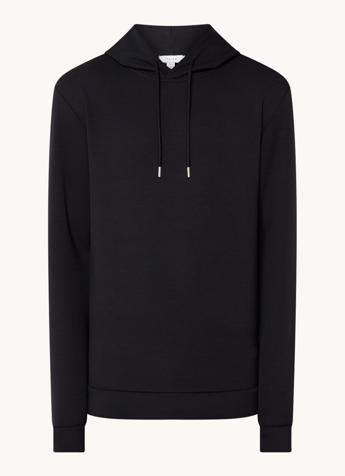 Reiss Fabien hoodie met stretch - voorkant black / zwart