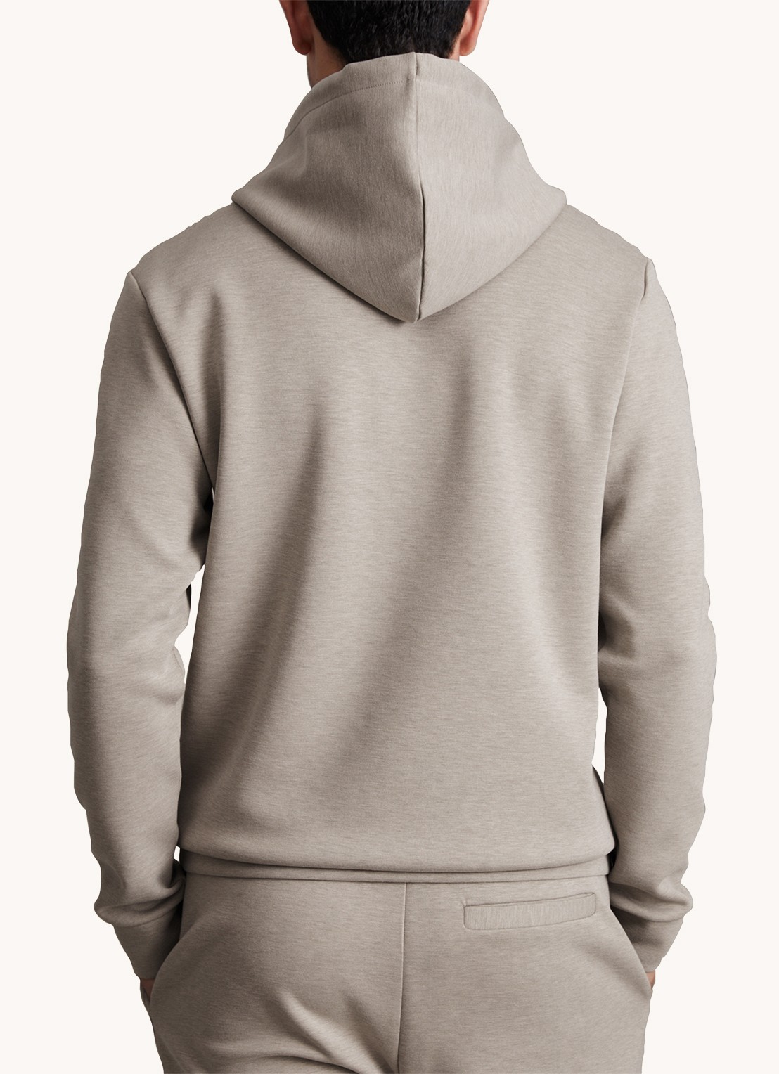 Reiss Fabien hoodie met stretch - achterkant taupe