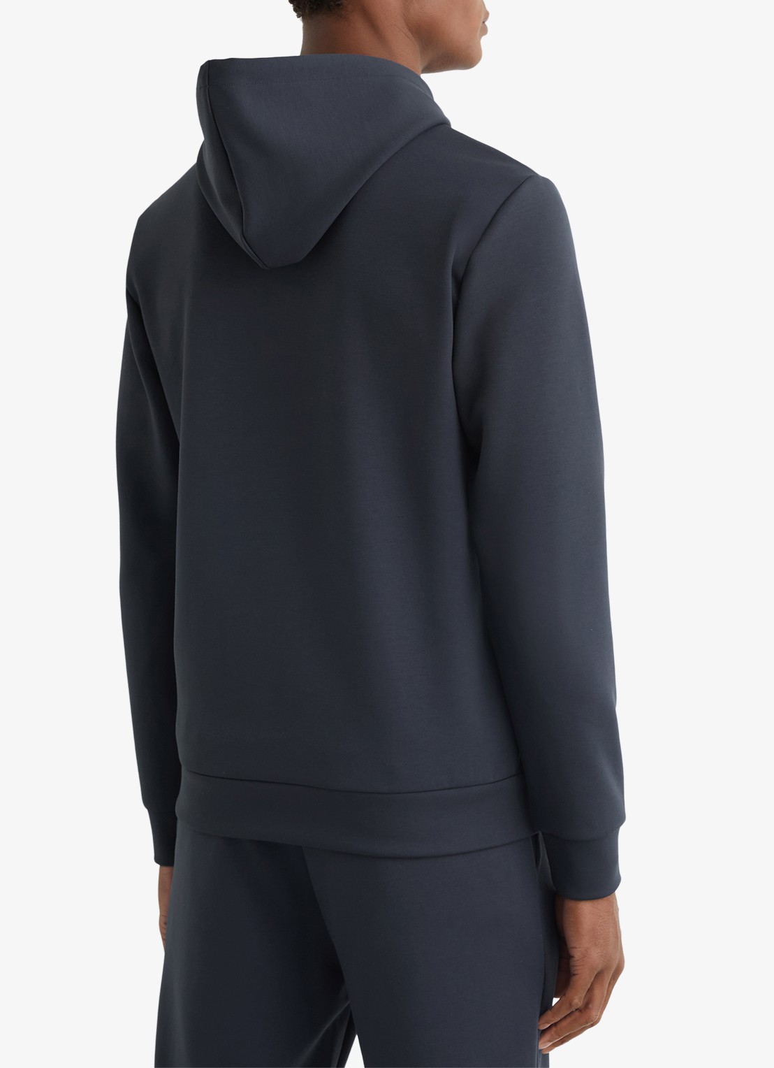 Reiss Fabien hoodie met stretch - achterkant airforce blue / blauw