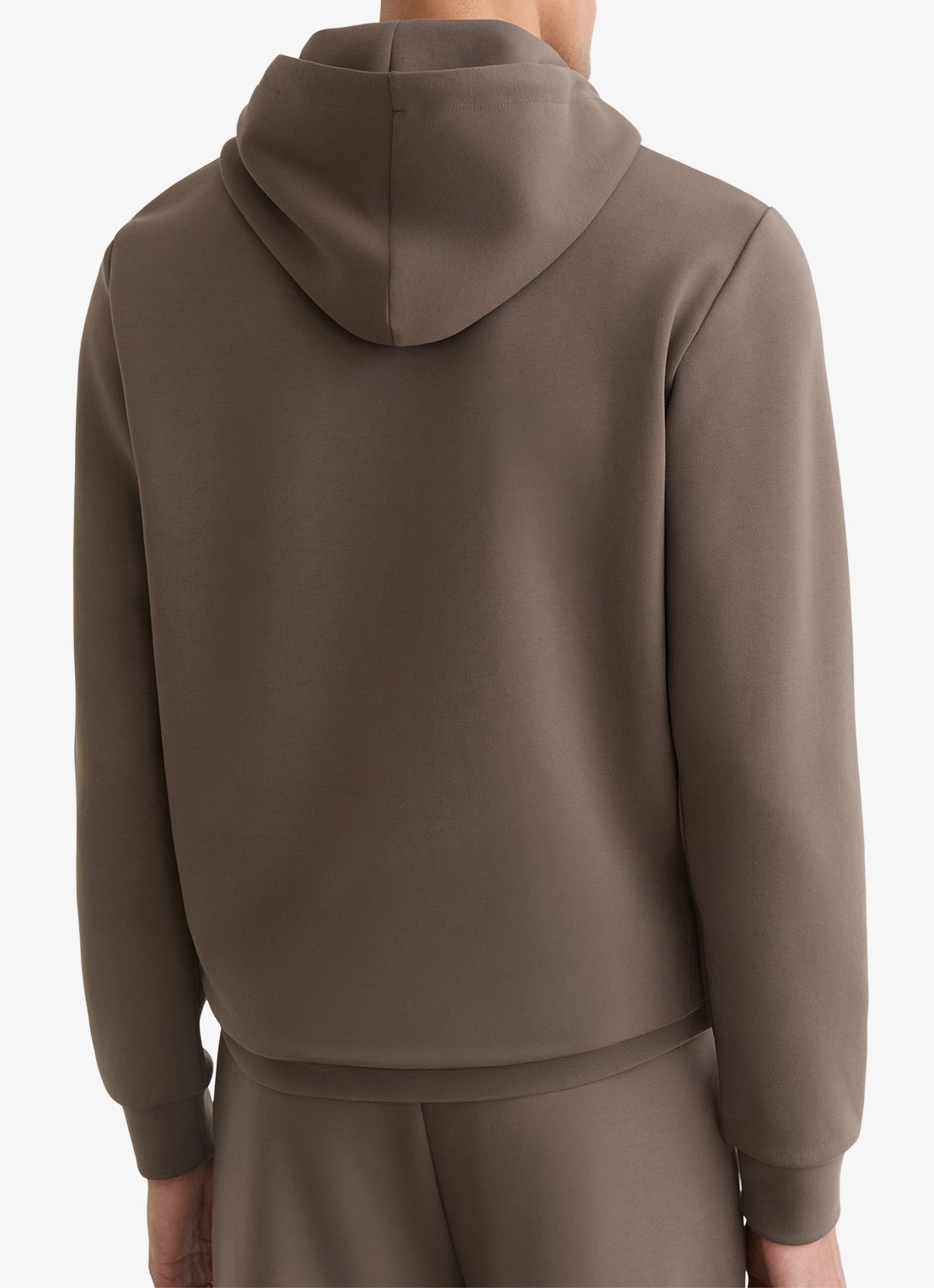 Reiss Fabien Premium Interlock hoodie met capuchon - achterkant 6 lichtbruin
