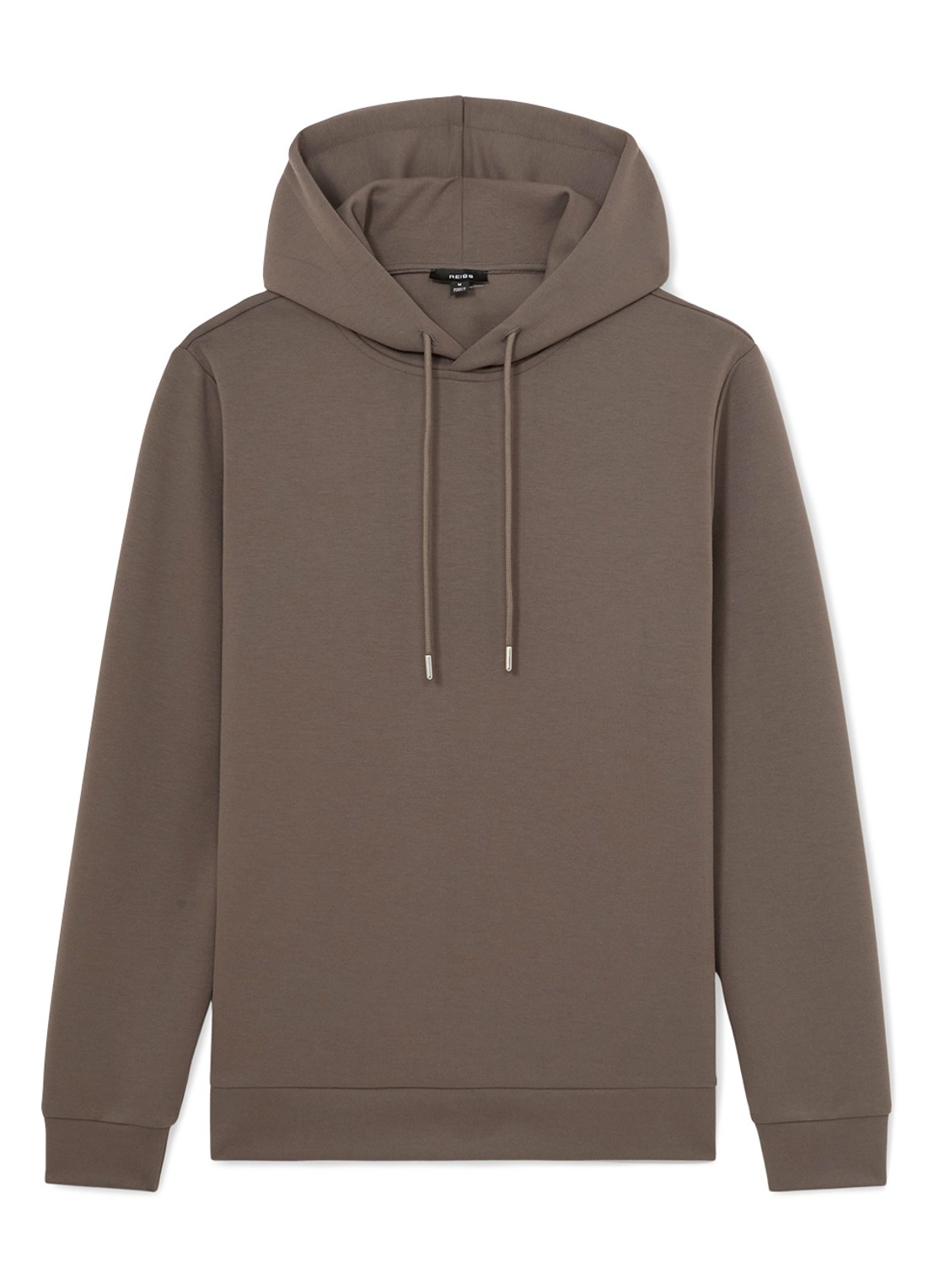 Reiss Fabien Premium Interlock hoodie met capuchon - voorkant lichtbruin
