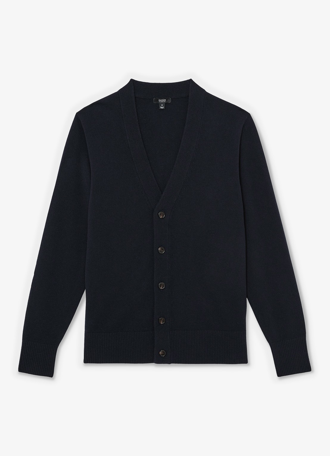 Reiss Fairclough fijngebreid vest van merino wol  - voorkant 5 navy / blauw