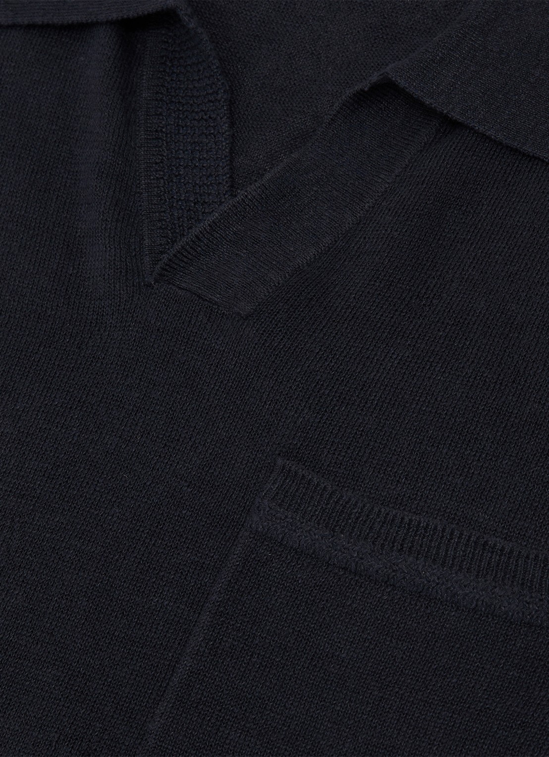 Reiss Fairmont polo van linnen - detail 6 donkerblauw