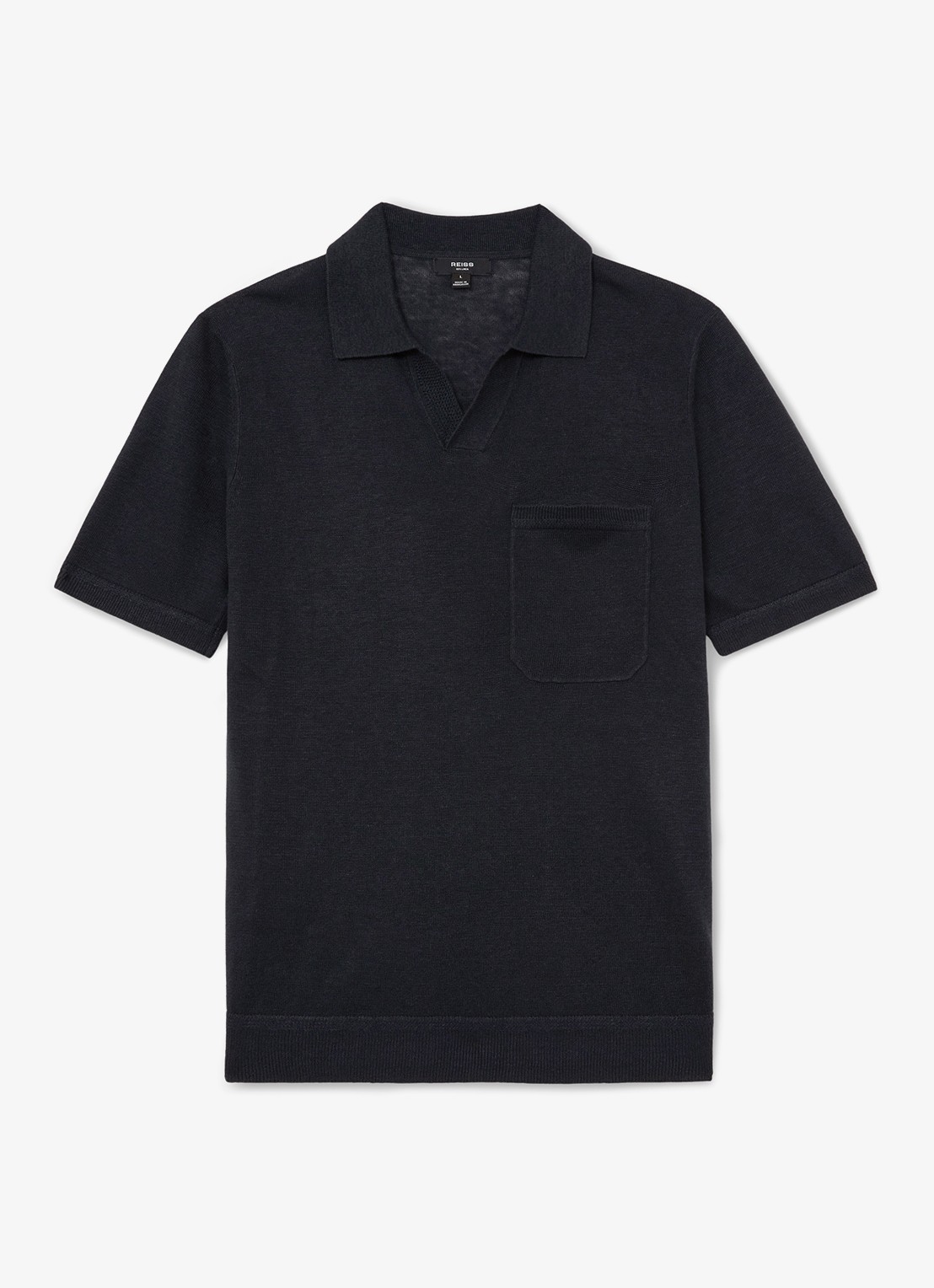 Reiss Fairmont polo van linnen - voorkant donkerblauw