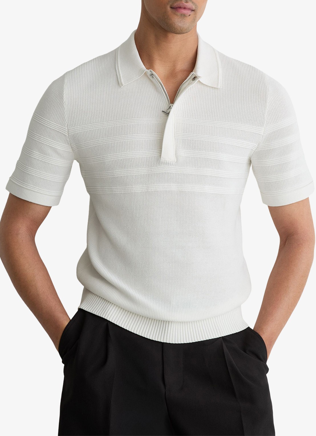 Reiss Falklands regular fit overhemd met structuur - detail white / wit