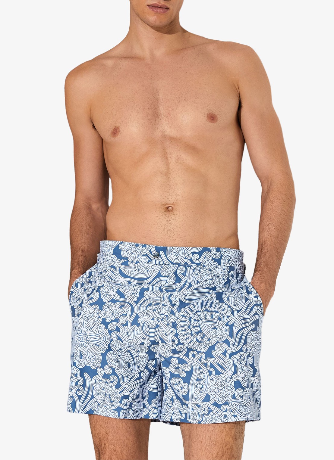 Reiss Fallow zwemshort met print - detail 3 airforce blue / blauw