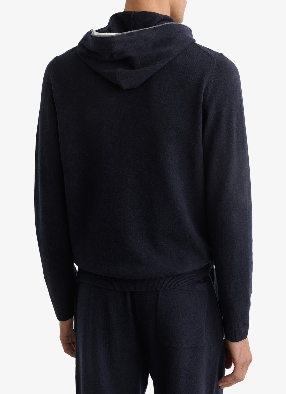 Reiss Falmer hoodie van wol met kangoeroezak - achterkant 6 donkerblauw